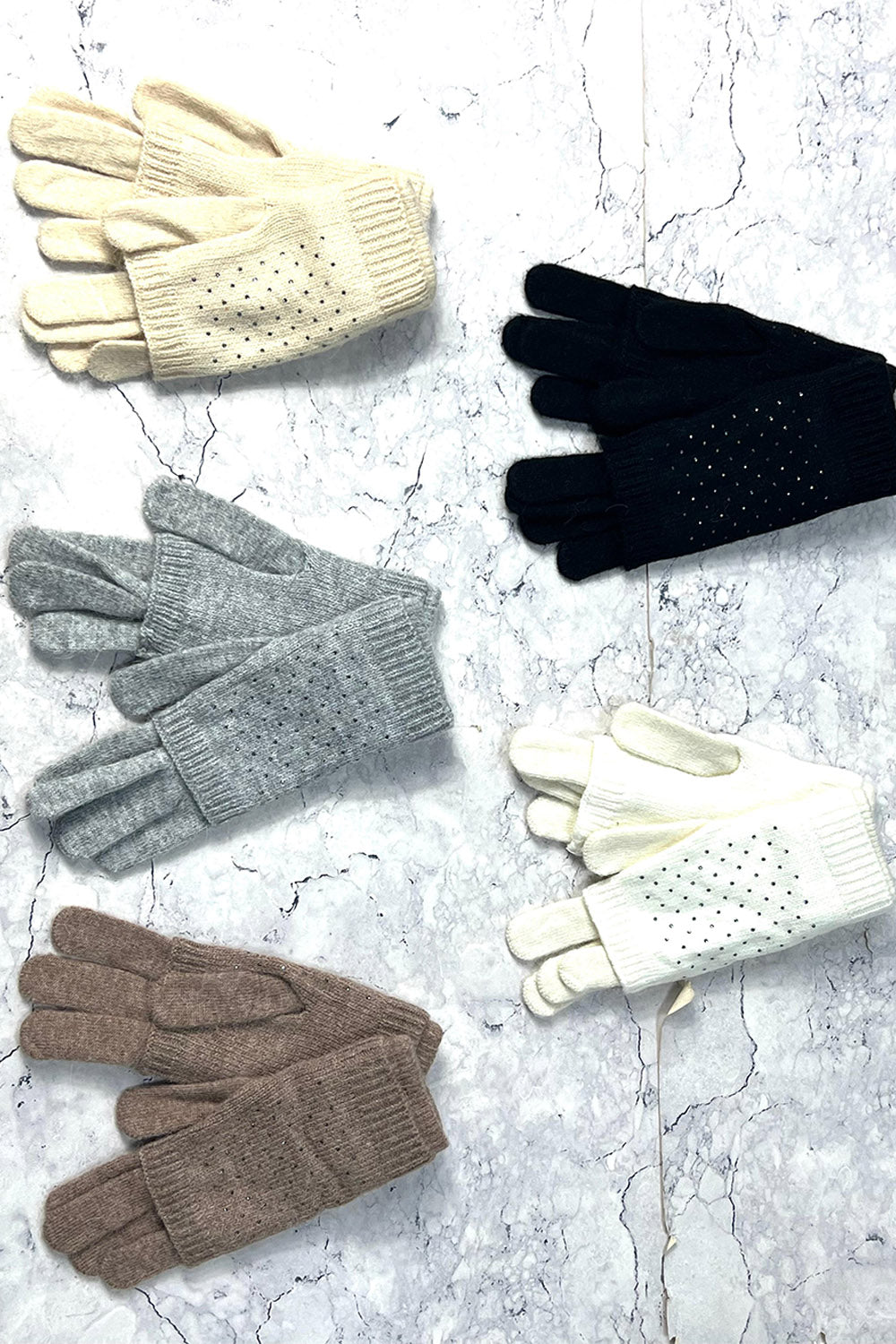 Studded Knit Winter Gloves