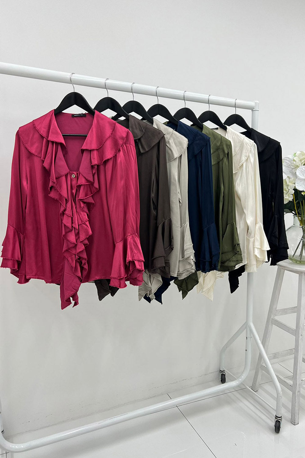 V-neck Ruffle Front Blouse