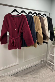 Golden Button Detailed, Two Pocket Tie Front Cardigan.