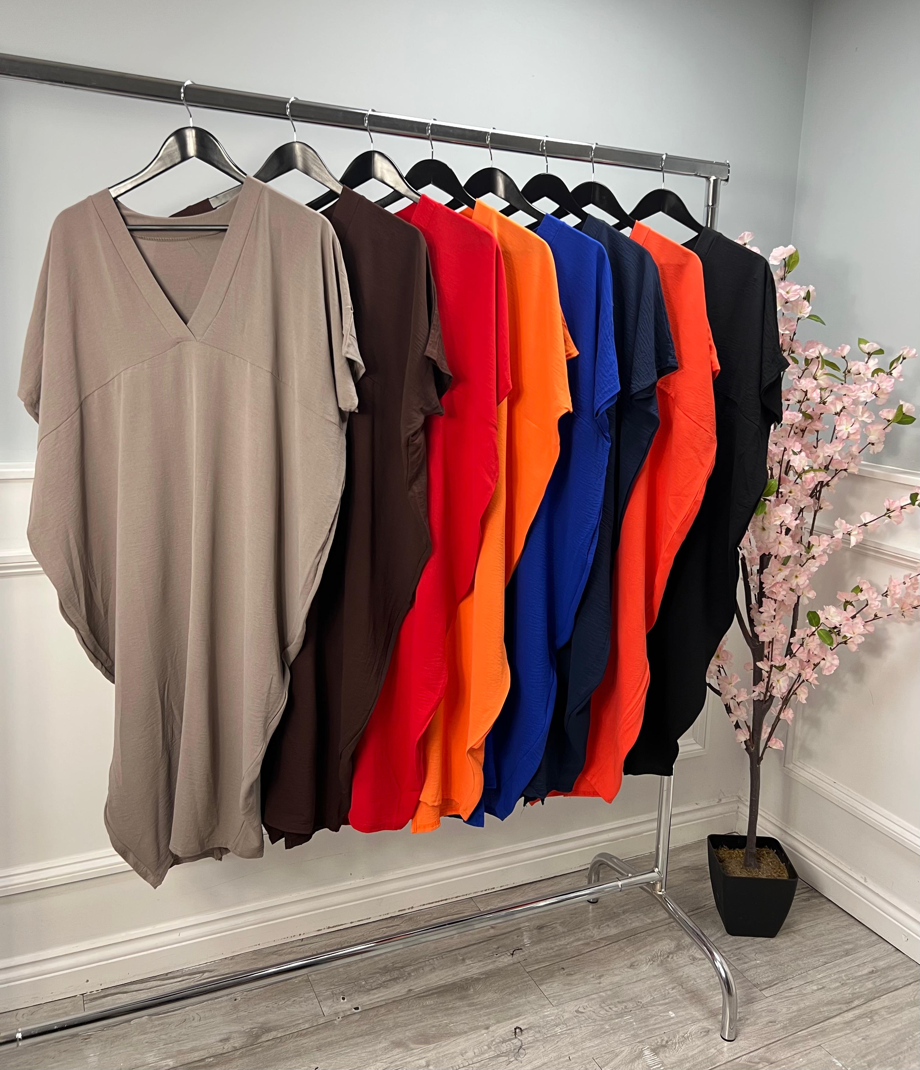 V-Neck, Oversized Batwing Dress
