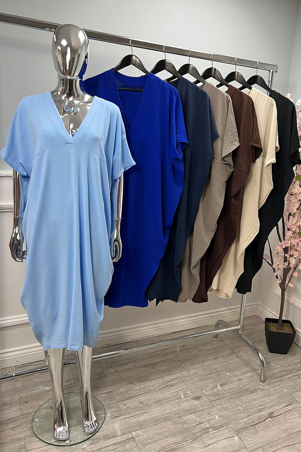 V-Neck, Oversized Batwing Dress