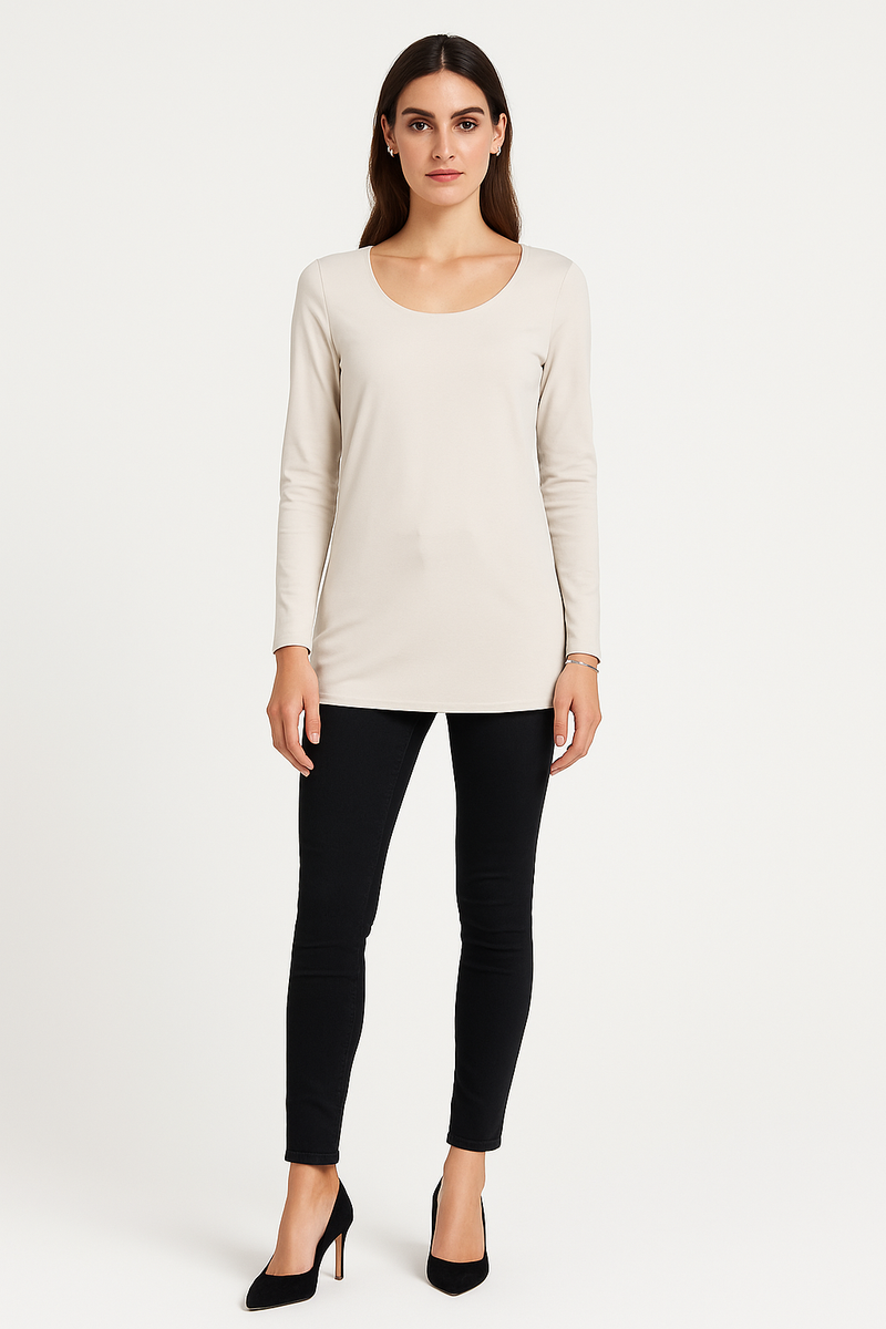 Round Neck, Double Layered, 100% Viscose Top