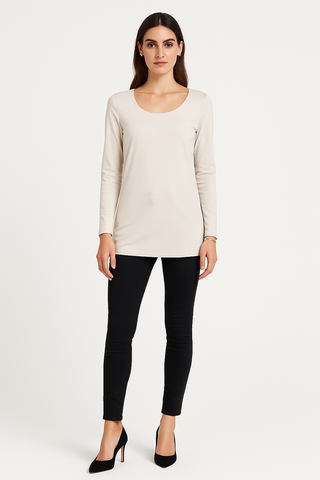 Round Neck, Double Layered, 100% Viscose Top