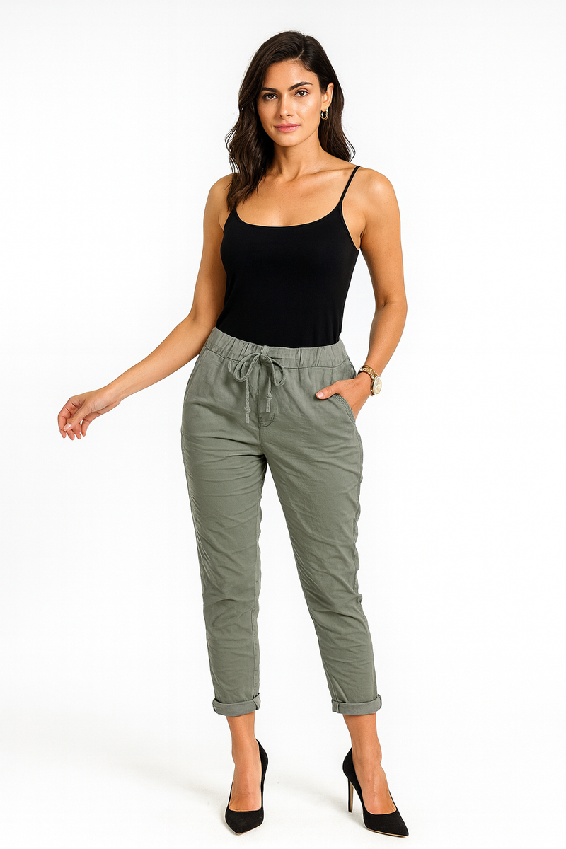 Drawstring Jogger Pants Elasticated Waist, Two Pocket, Magic Trouser