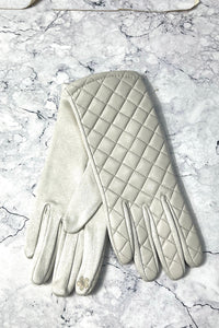 Quilted Faux-Leather Winter Gloves