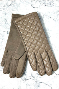 Quilted Faux-Leather Winter Gloves