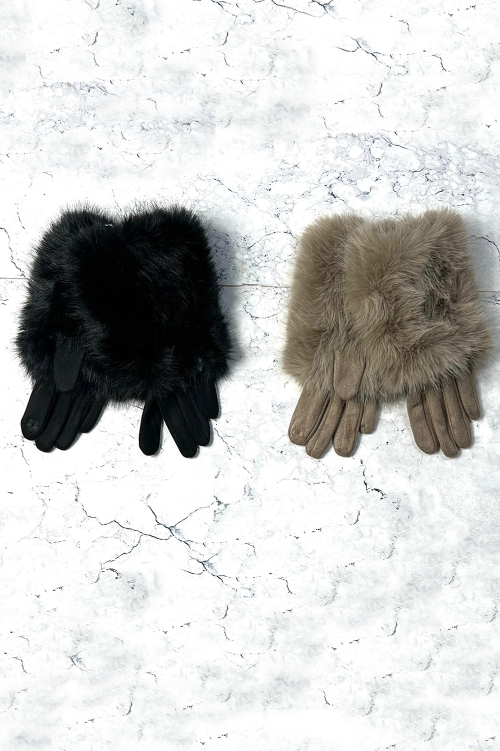 Faux fur trim gloves