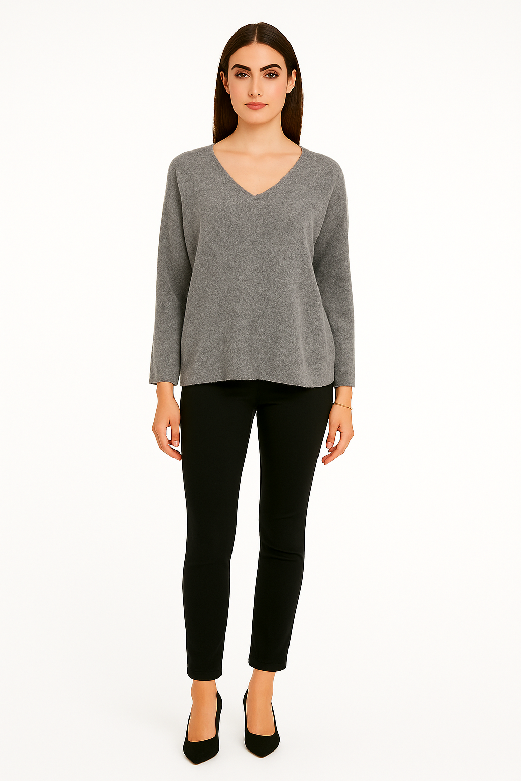 V-Neck , Relaxed fit , Long sleeves ,Knitted Jumper