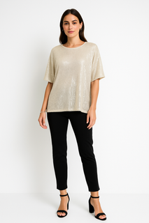 Round Neck Sequin Top