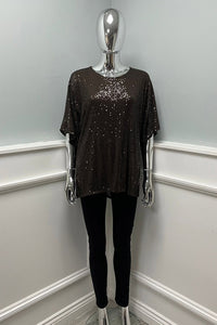 Round Neck Sequin Top