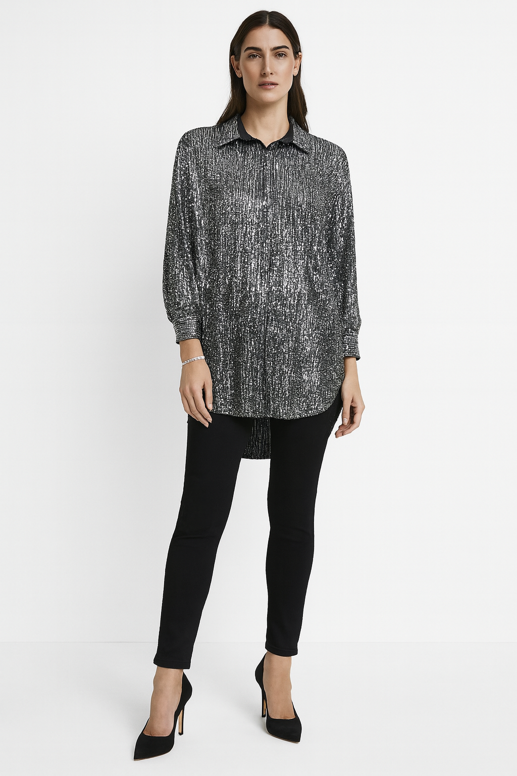 High Low Sequin Shirt
