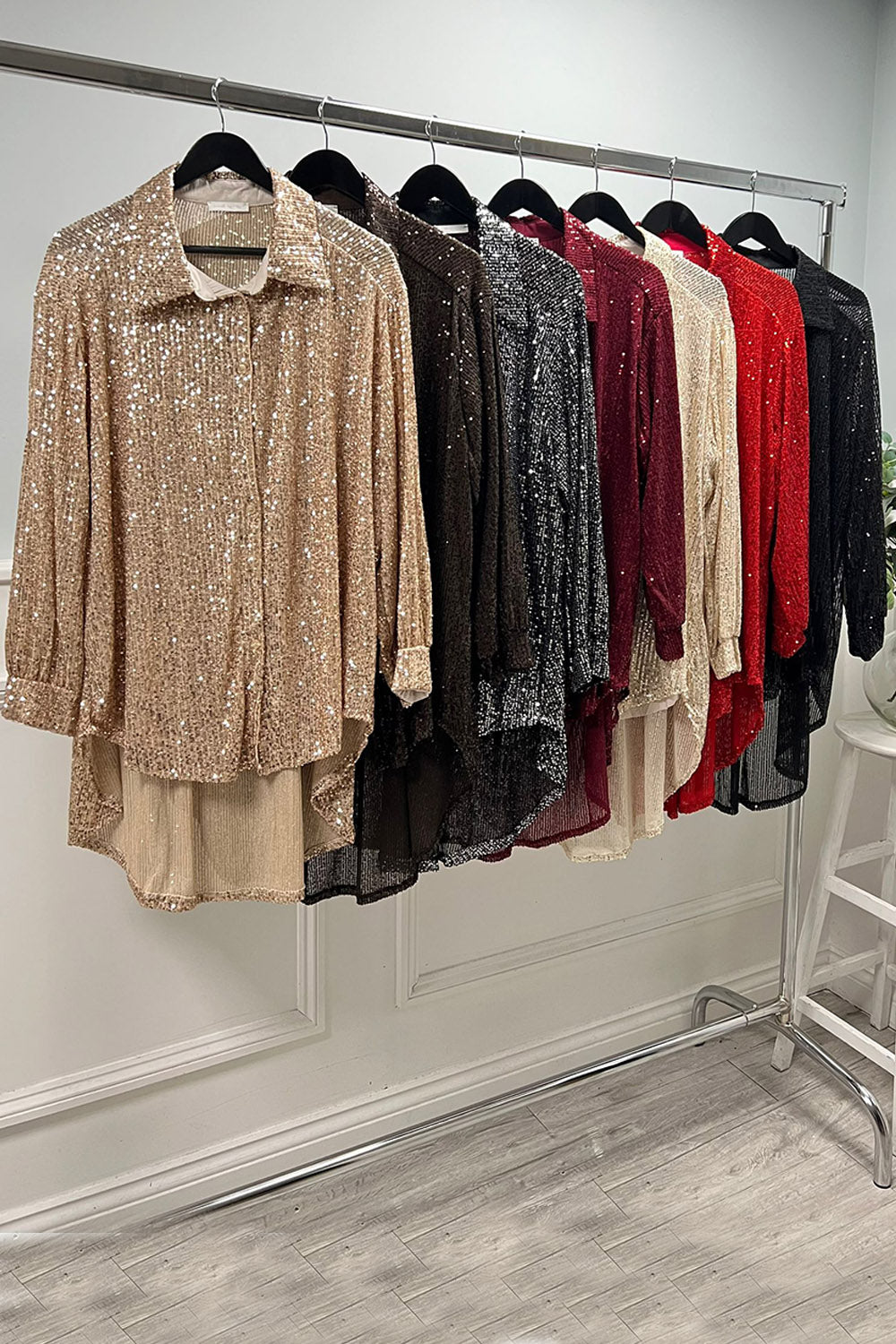 High Low Sequin Shirt