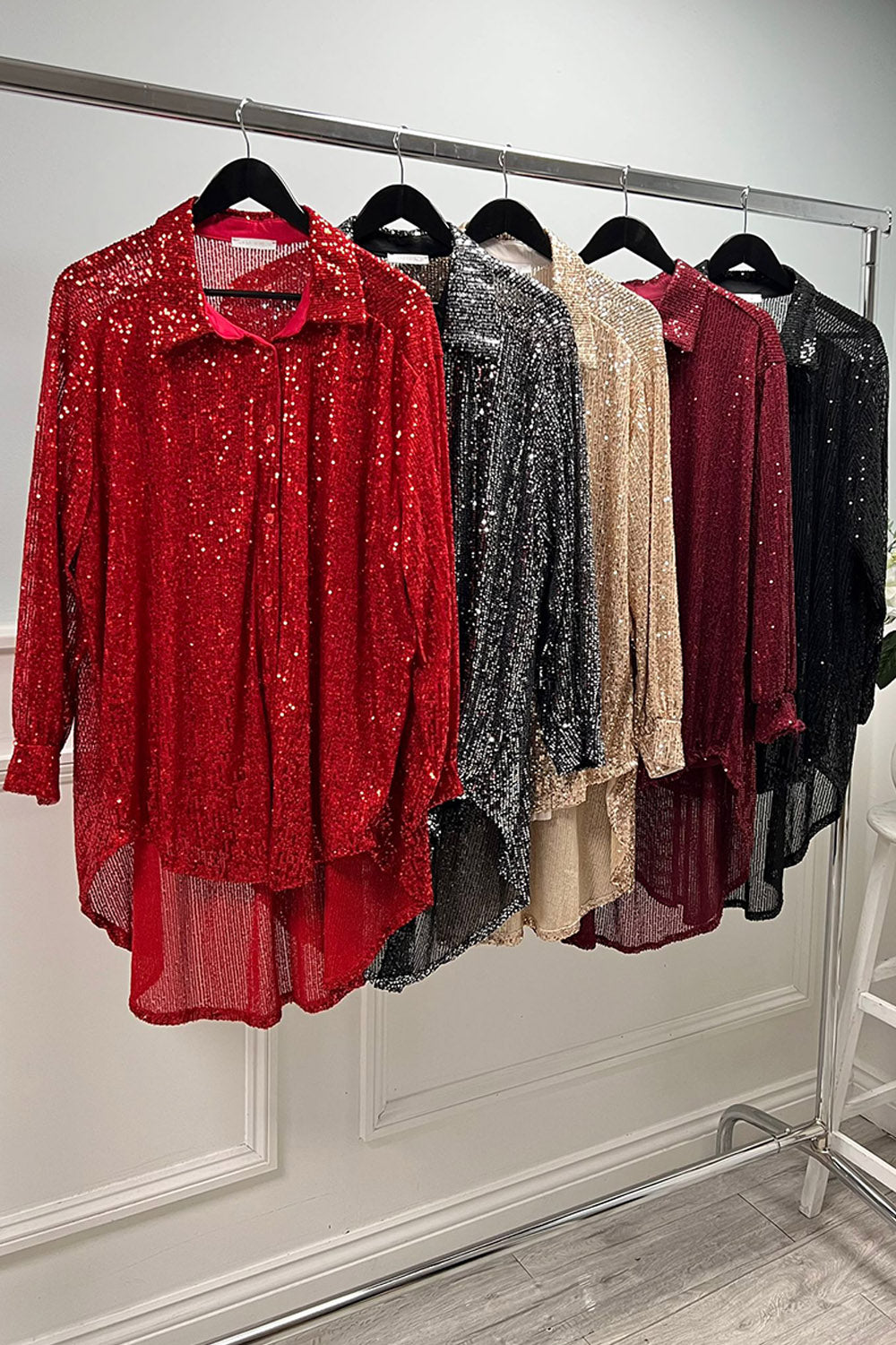 High Low Sequin Shirt
