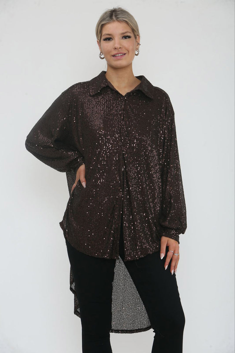High Low Sequin Shirt