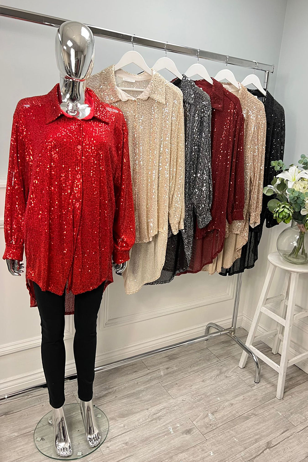 High Low Sequin Shirt