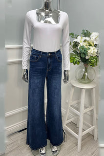 Wide Leg Stretchy Denim Jeans.