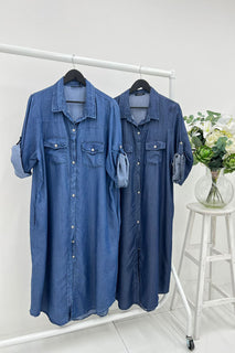 100% Lyocell Denim Shirt Dress