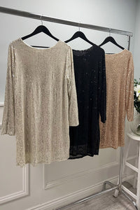 Round Neck , Sequin embellished dress with bow-back detail