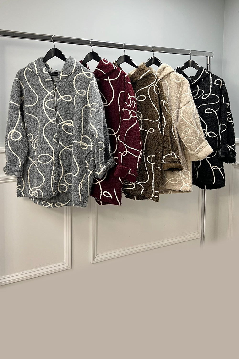 Zip Through, Embroidery Detailed, Two Pocket Oversized Hoodie
