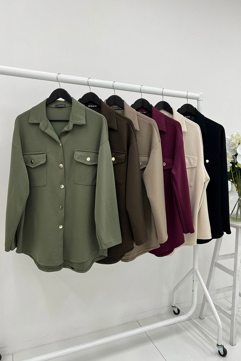 Elevated button-up shackets with classic collars, button-down fronts & chest flap pockets