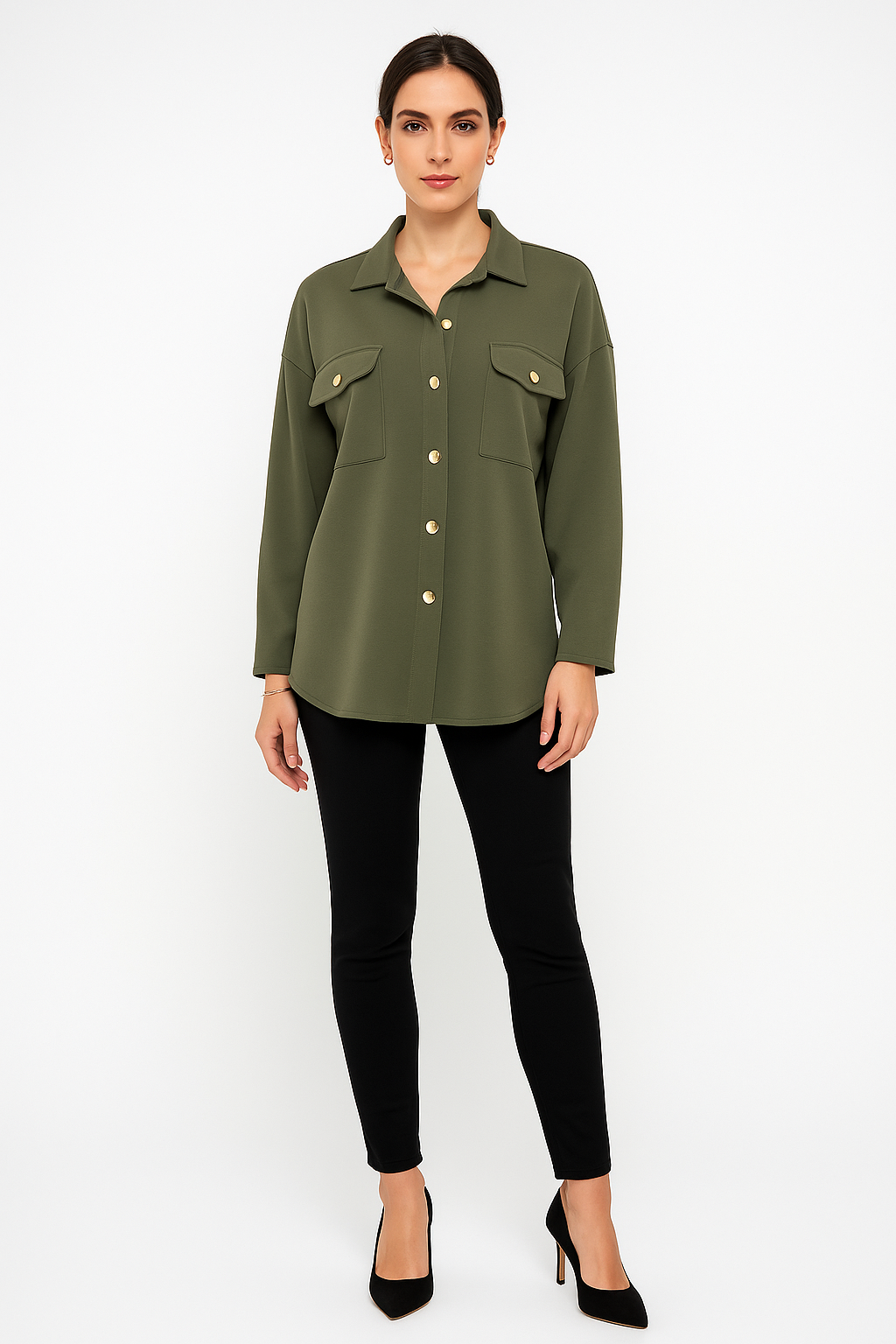 Elevated button-up shackets with classic collars, button-down fronts & chest flap pockets