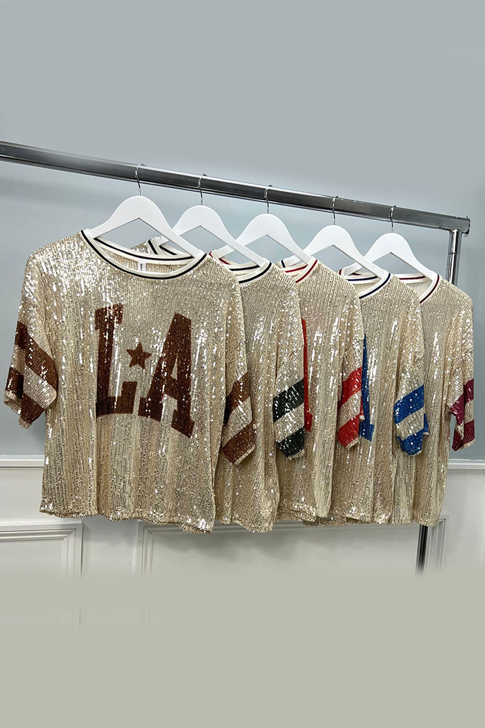 Gold Sequin L.A. Top – Glam Statement Tee