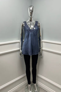 V Front & Back, Lace Trim Detailed, Satin Vest