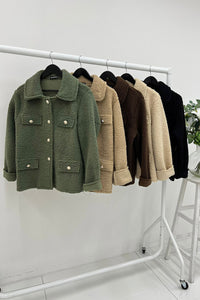 Button-Up Teddy Shirt Jacket