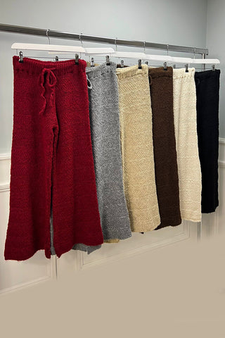 Elasticated Waist, Lana Wool, Viscose & Polymide Knitted Wide Leg Trouser