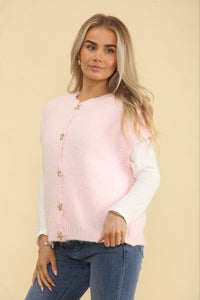 Golden Star ⭐ Button Through, Lana Wool & Viscose Knitted Waistcoat