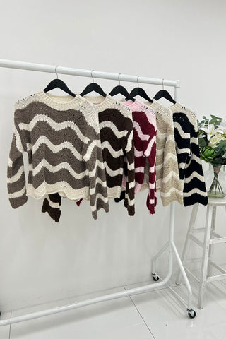 Lana Wool & Viscose Knitted Stripe Jumper