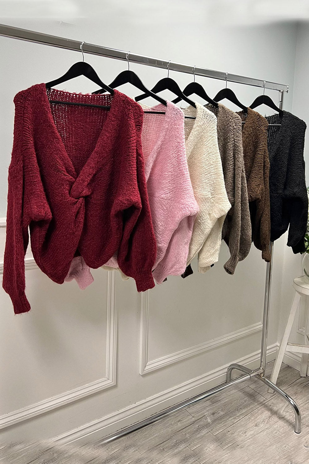 Lana Wool, Viscose & Polymide Knitted, Twisted Front Jumper