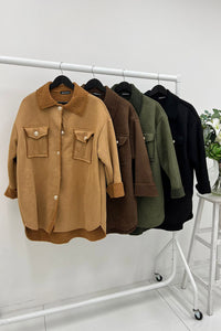 Faux Suede Sherpa-Lined Overshirt
