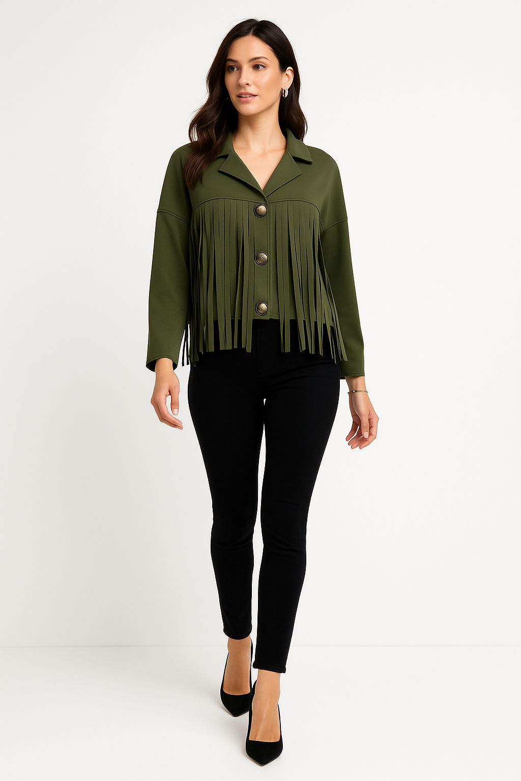Fringe Button-Up Jacket