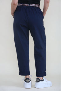 Elasticated Waist, Tie Front Detailed, Two Pocket Stretchy Trouser