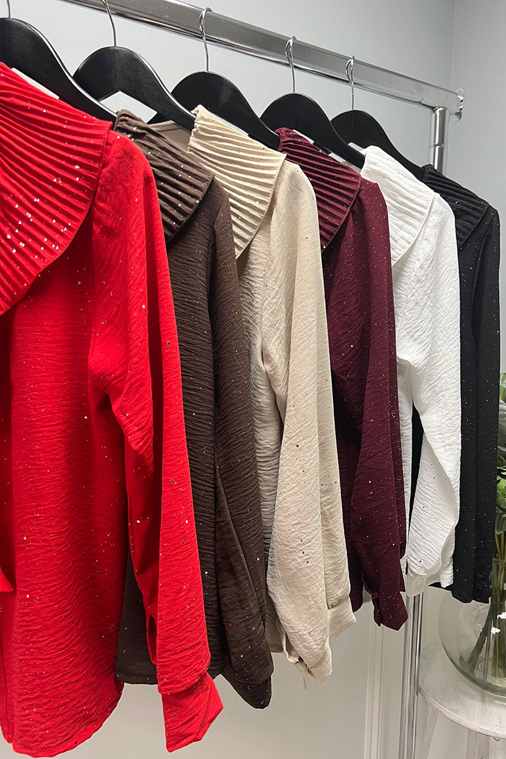 Long Sleeves , relaxed fit ruffled front top