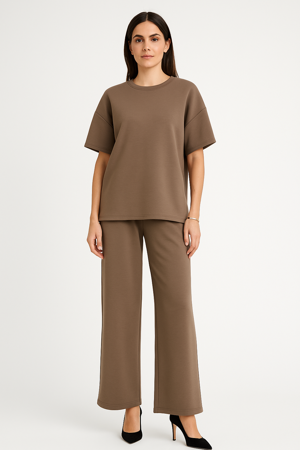 Round Neck, High Low, Elasticated Waist, Two Pocket Set