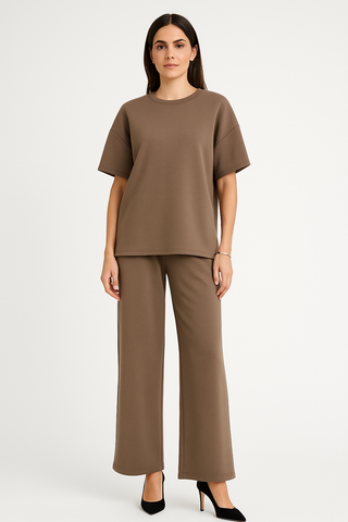 Round Neck, High Low, Elasticated Waist, Two Pocket Set