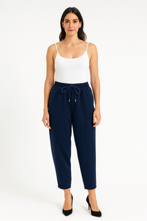 Elastic waistband with adjustable drawstrings tapered fit  trouser