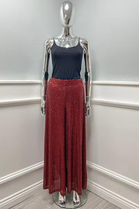 Elasticated Waist Wide Leg Lined Sequin Trouser.