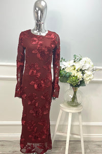 Long sleeves, Round neck sheer mesh dress