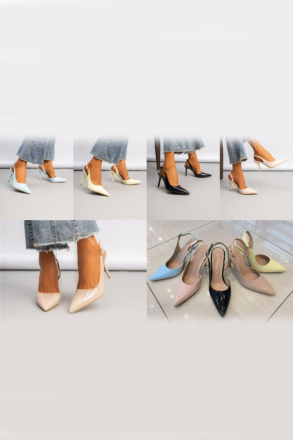 Patent Pointed Slingback Heels