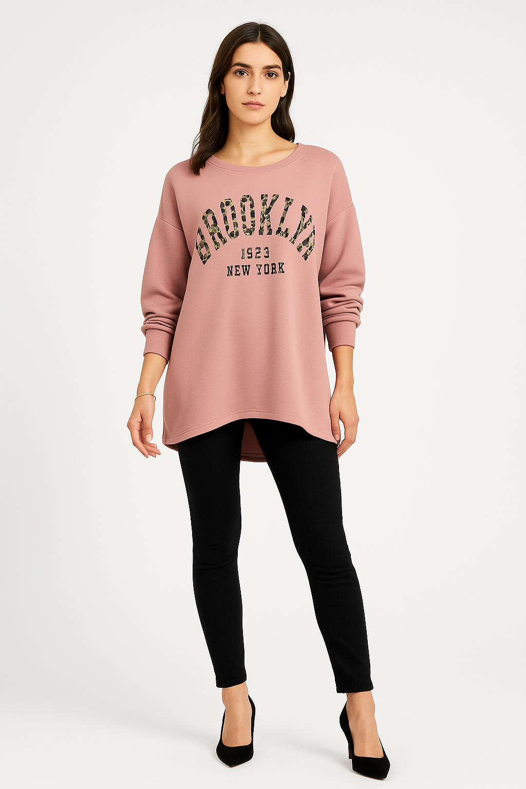 American Inspired, Round Neck, Oversized High Low Sweatshirt