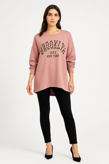 American Inspired, Round Neck, Oversized High Low Sweatshirt