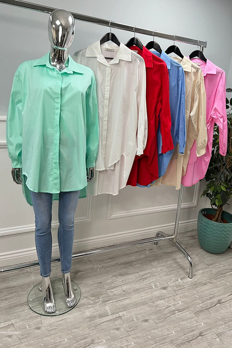 100% Cotton, Oversized High Low Shirt