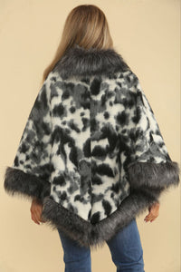 Fur Neck & Hem Detailed Poncho