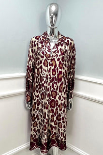 Collared, V-Neck, Two Pocket Satin Dress