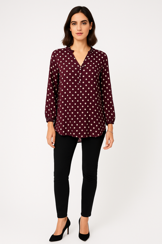 Polka Dot V-Neck Chiffon Blouse