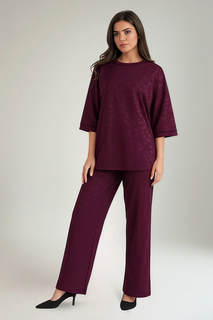 Round Neck, Elasticated Waist, Two Pocket Wide Leg Two Piece Set