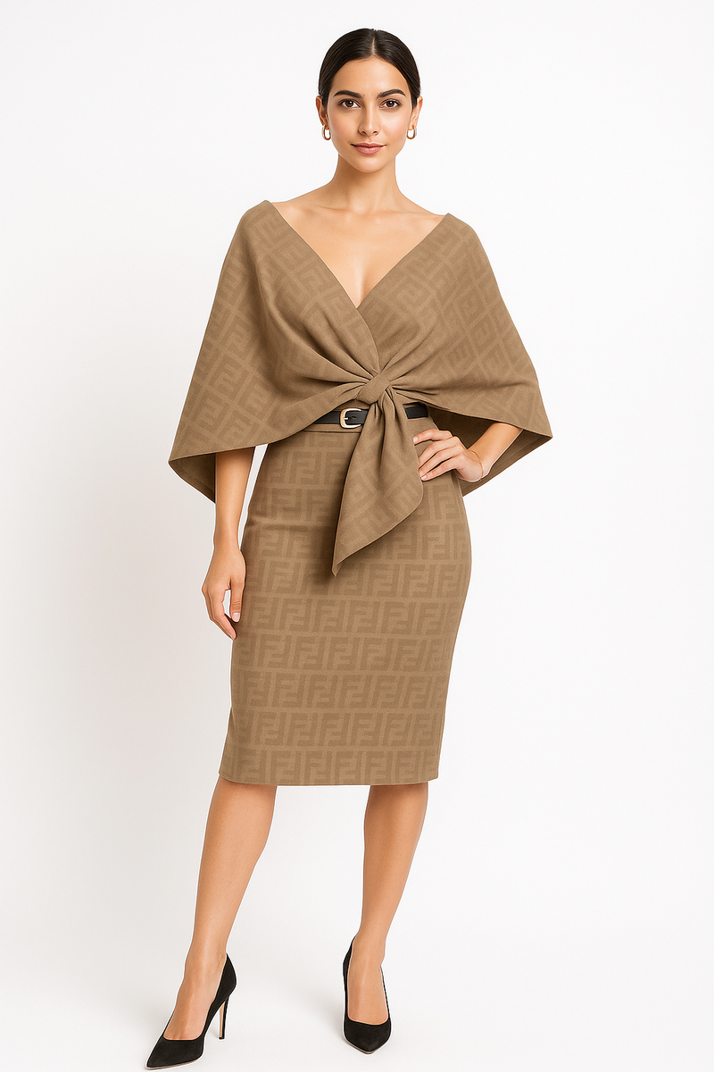 Medium-weight jacquard knit fabric, monogram pattern. With structured drape